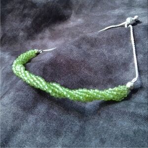 Peridot Beaded Sterling Silver Bracelet 925